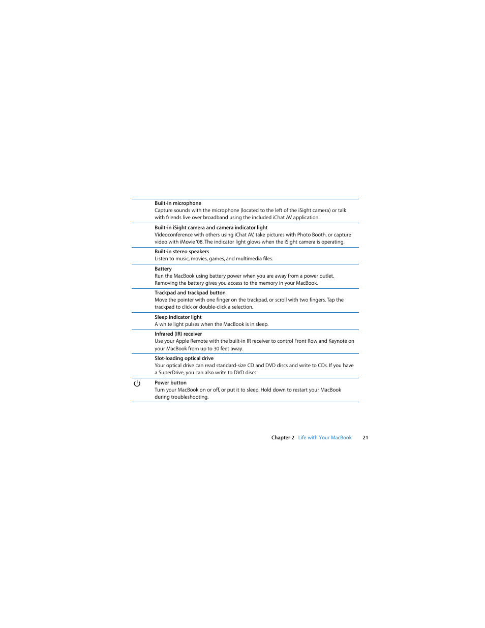 Apple MacBook (13-inch, Late 2007) User Manual | Page 21 / 80