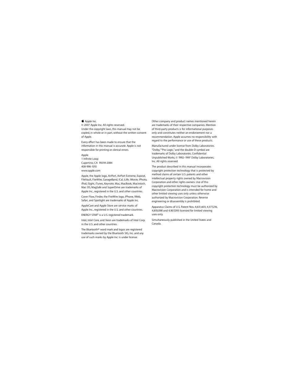 Apple MacBook (13-inch, Late 2007) User Manual | Page 77 / 80