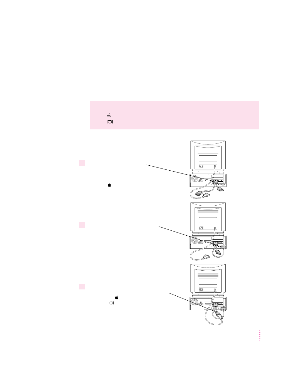 Connecting a single monitor, Connecting a monitor to your power macintosh 4400 | Apple Power Macintosh 7300 series - PC Compatibility Card User Manual | Page 3 / 187