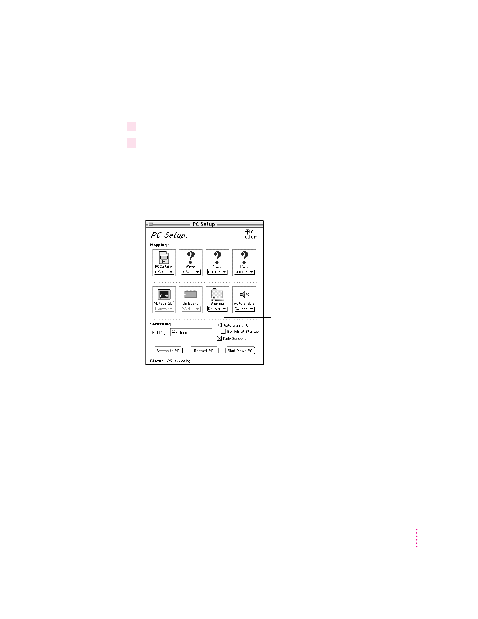 Sharing files between the mac os and the pc | Apple Power Macintosh 7300 series - PC Compatibility Card User Manual | Page 49 / 187