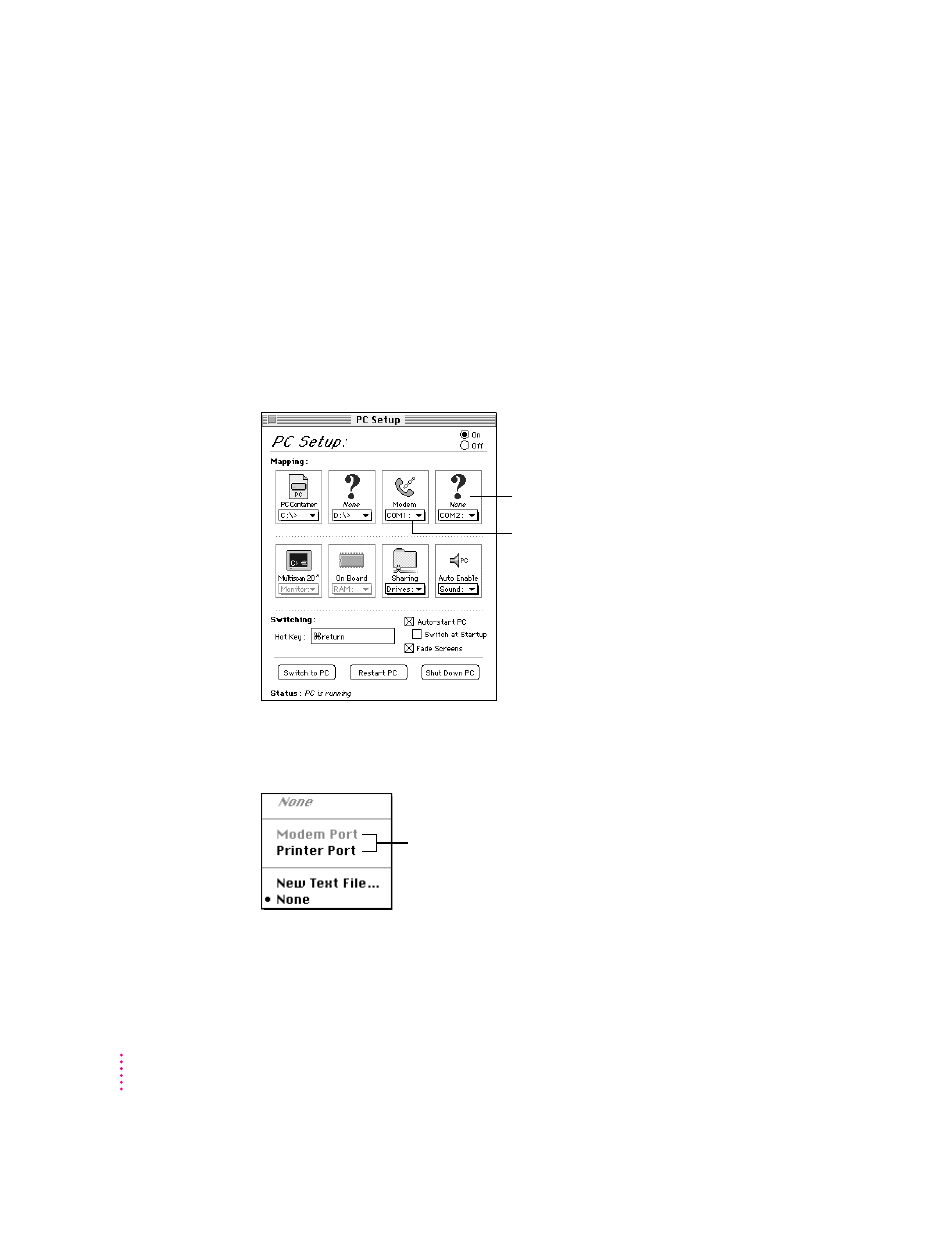 Configuring the pc serial ports | Apple Power Macintosh 7300 series - PC Compatibility Card User Manual | Page 52 / 187