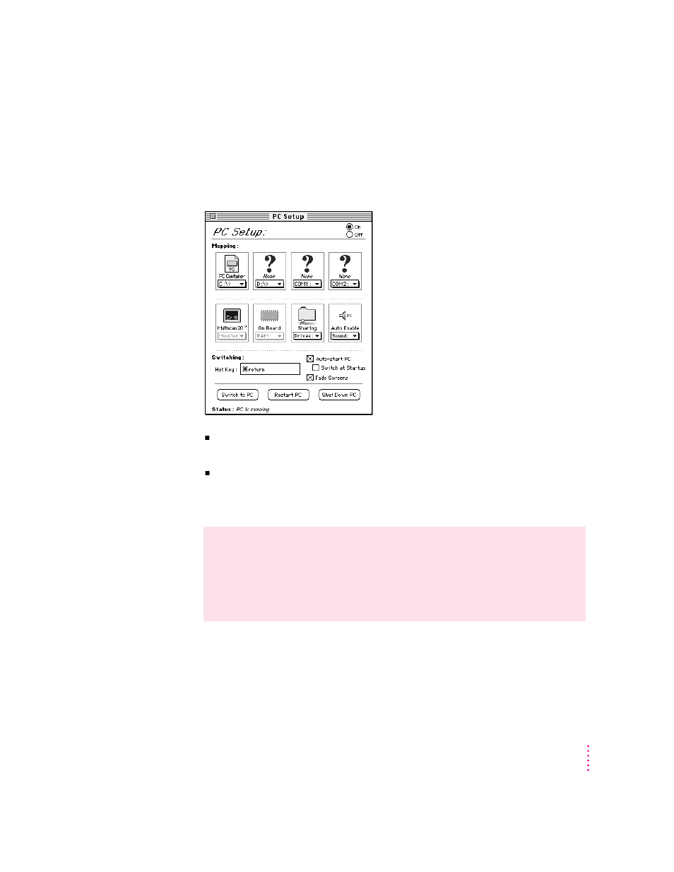 Starting the pc automatically | Apple Power Macintosh 7300 series - PC Compatibility Card User Manual | Page 63 / 187