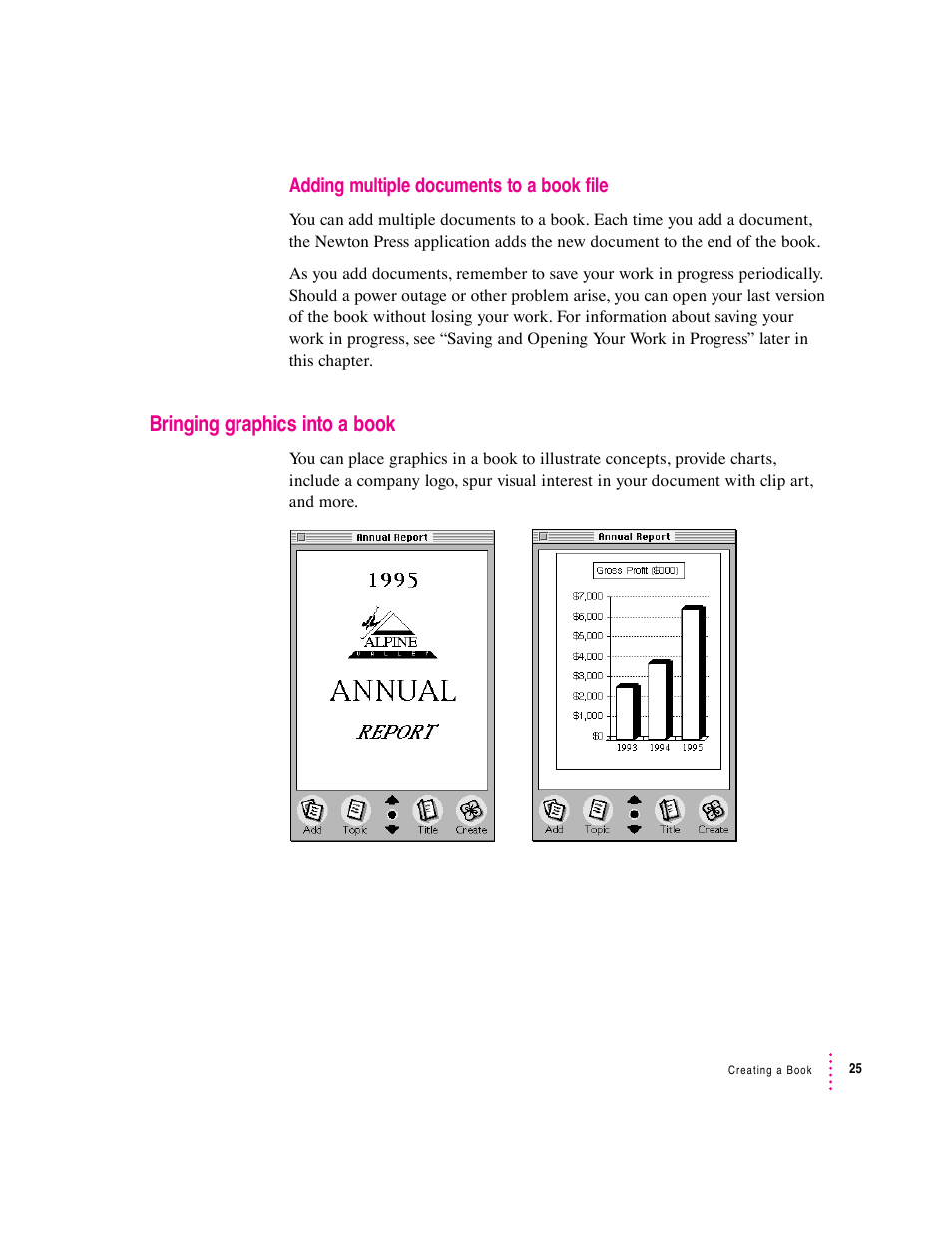 Bringing graphics into a book | Apple Newton Press (Macintosh) User Manual | Page 25 / 103