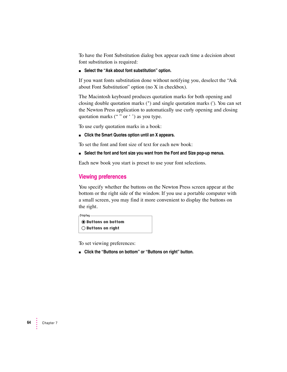 Viewing preferences | Apple Newton Press (Macintosh) User Manual | Page 64 / 103