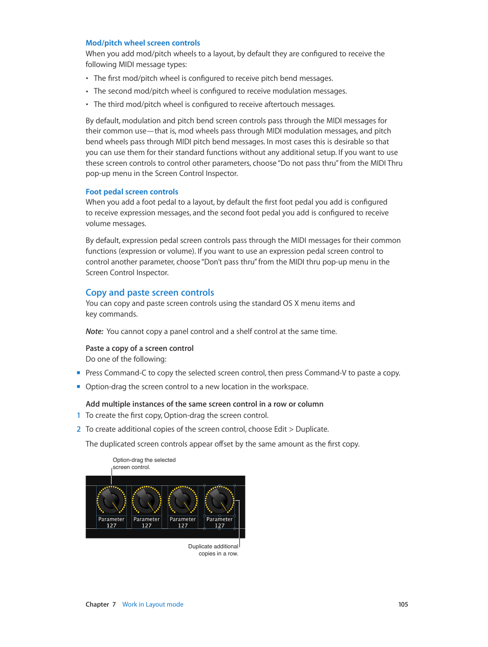 Copy and paste screen controls | Apple MainStage 3 User Manual | Page 105 / 158