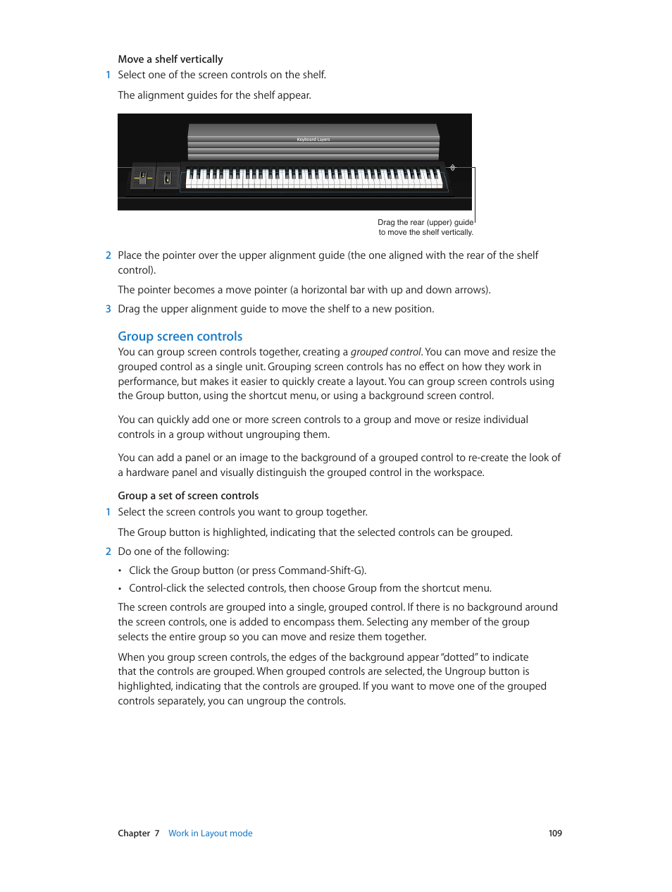 Group screen controls | Apple MainStage 3 User Manual | Page 109 / 158