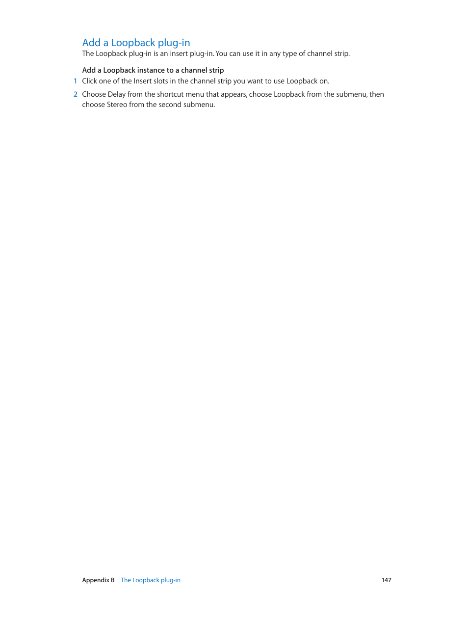 Add a loopback plug-in, 147 add a loopback plug-in | Apple MainStage 3 User Manual | Page 147 / 158