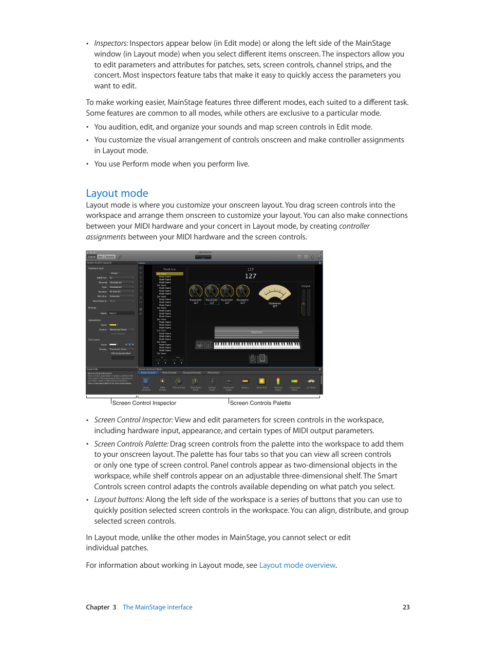 Layout mode, 23 layout mode | Apple MainStage 3 User Manual | Page 23 / 158