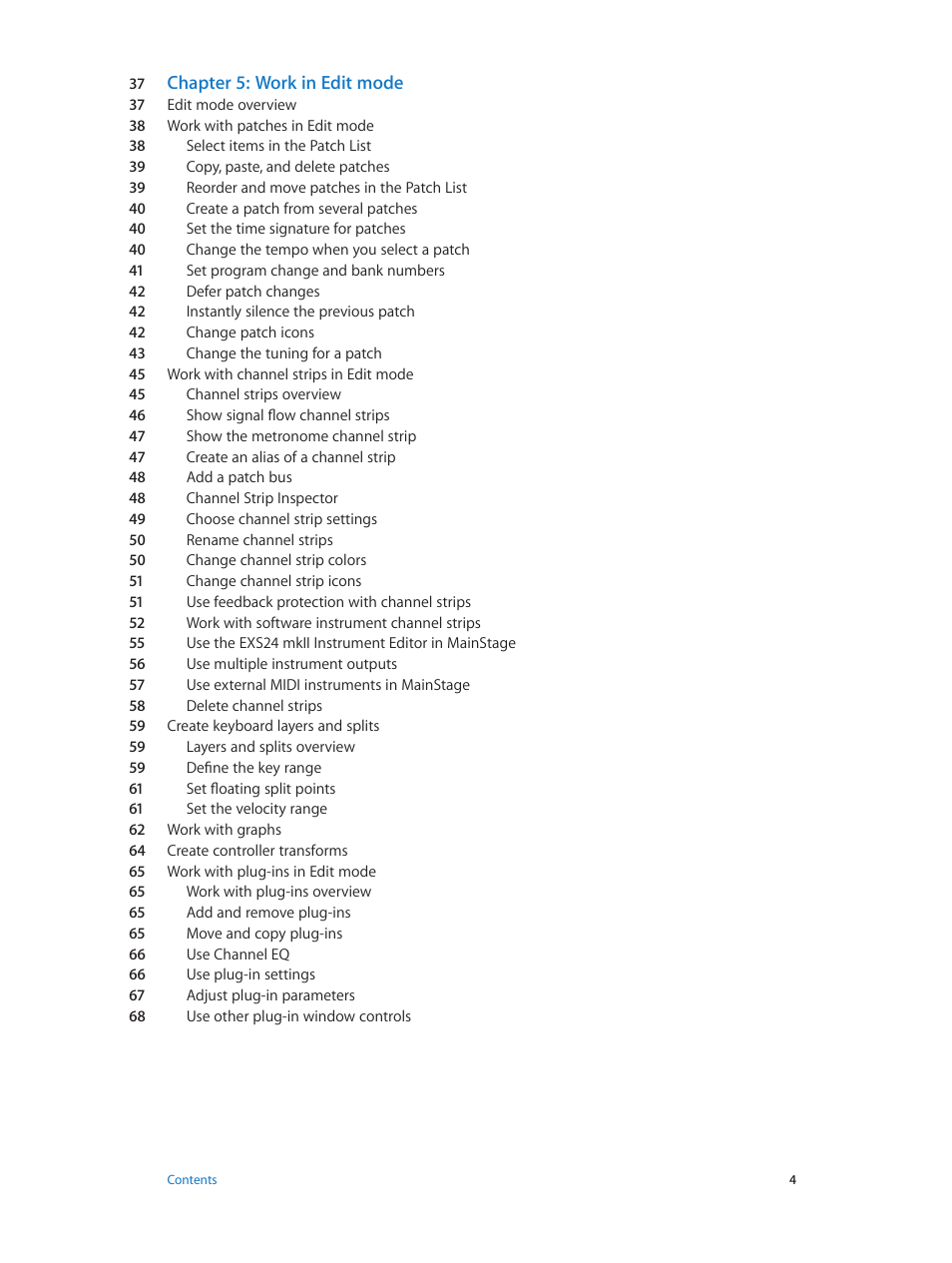 Chapter 5: work in edit mode | Apple MainStage 3 User Manual | Page 4 / 158
