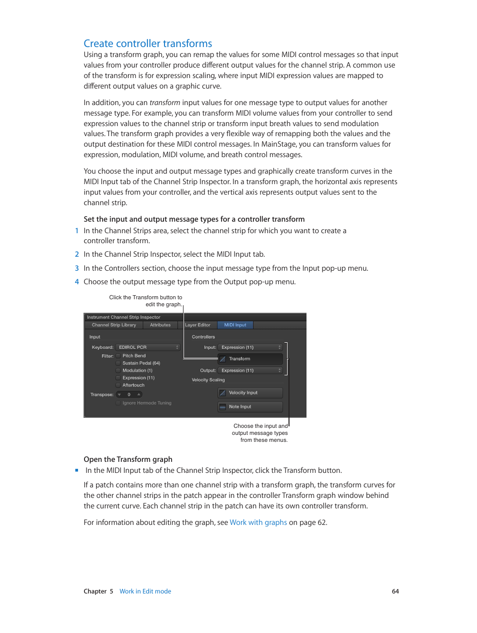 Create controller transforms, 64 create controller transforms | Apple MainStage 3 User Manual | Page 64 / 158