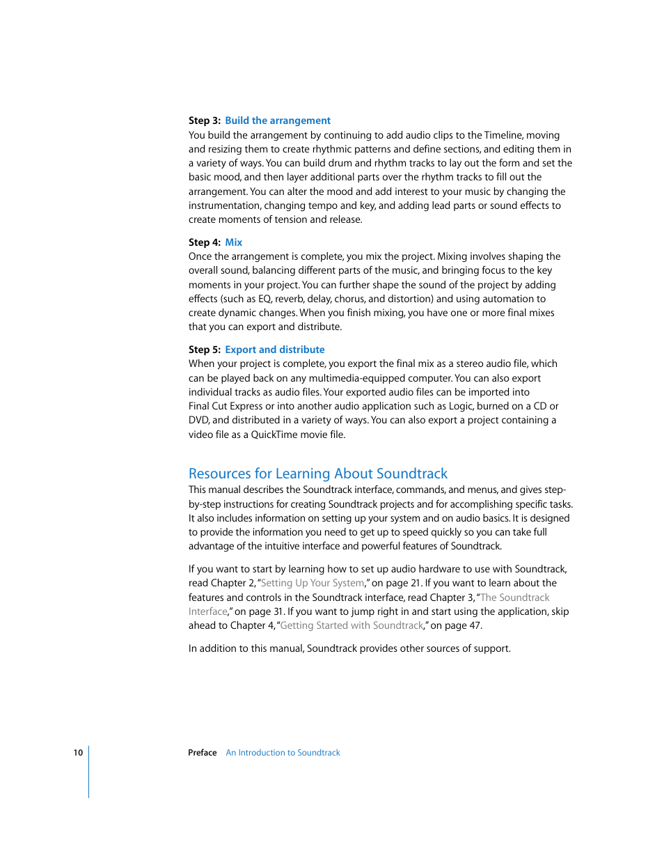 Resources for learning about soundtrack | Apple Soundtrack User Manual | Page 10 / 209