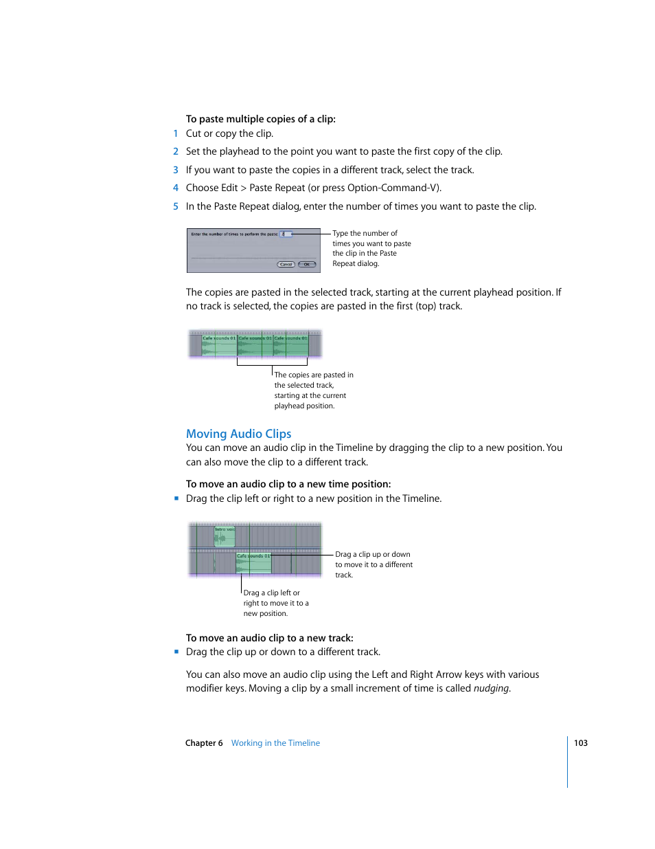 Moving audio clips | Apple Soundtrack User Manual | Page 103 / 209