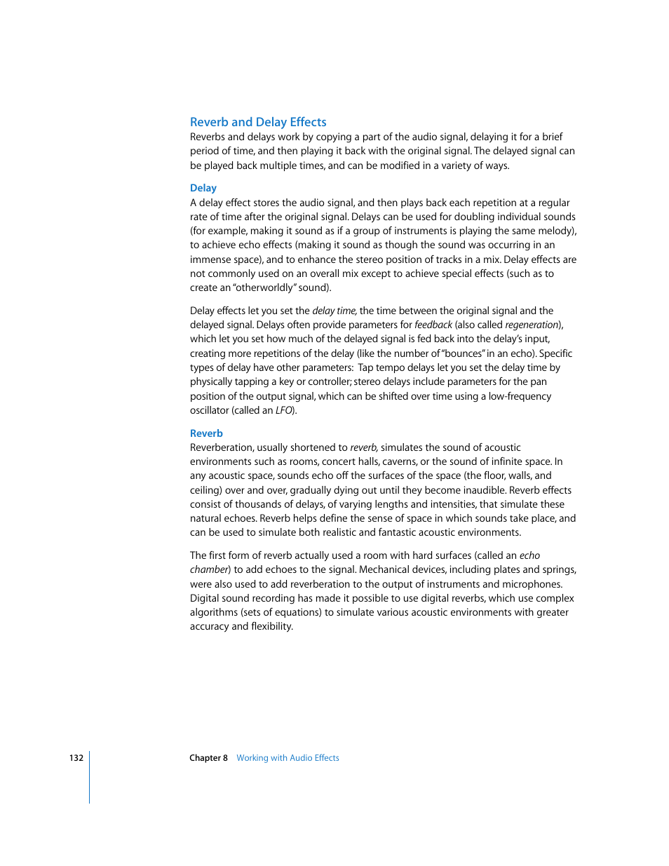 Reverb and delay effects | Apple Soundtrack User Manual | Page 132 / 209