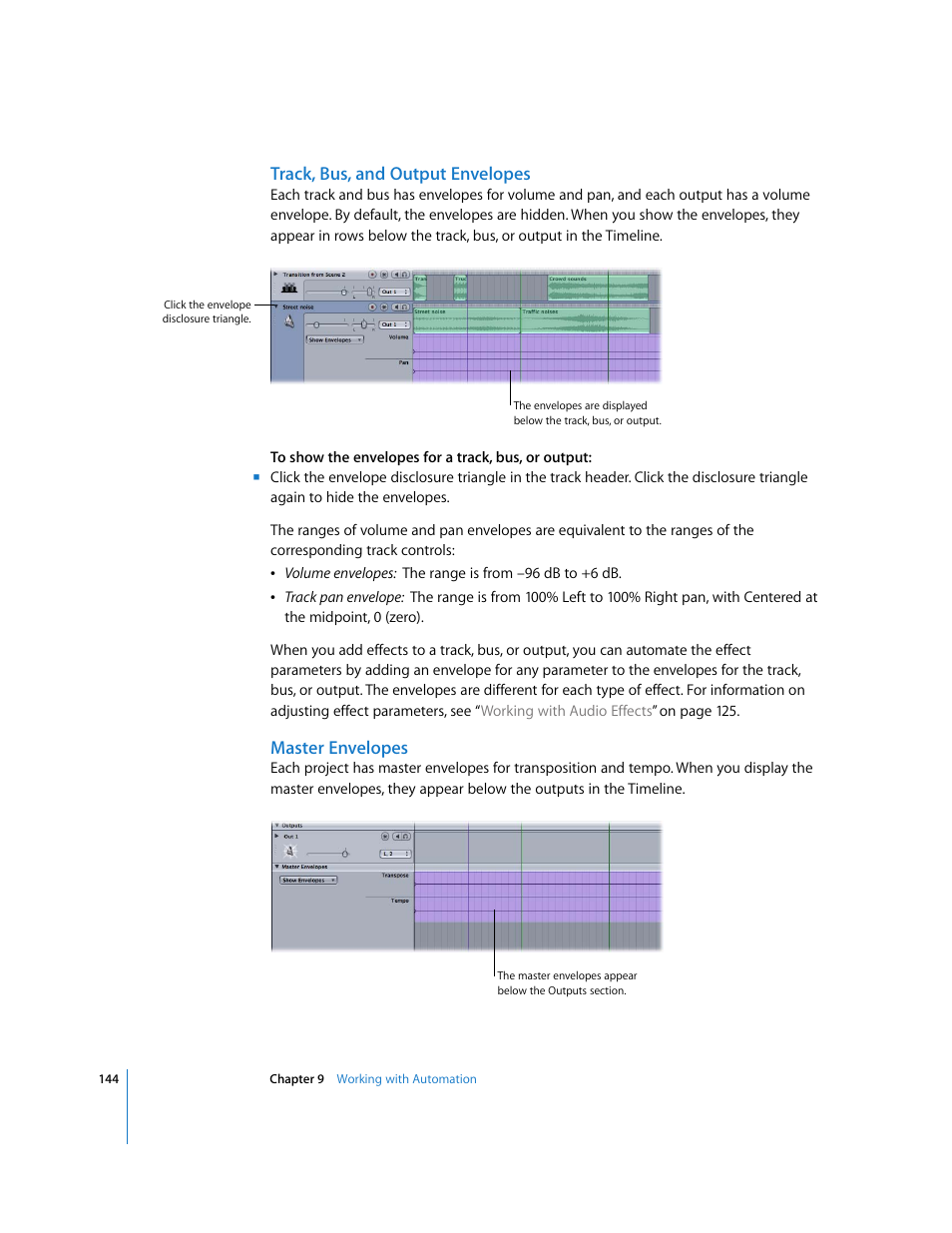 Track, bus, and output envelopes, Master envelopes | Apple Soundtrack User Manual | Page 144 / 209