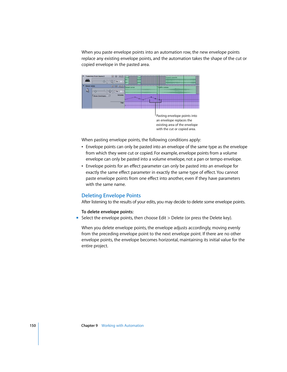 Deleting envelope points | Apple Soundtrack User Manual | Page 150 / 209