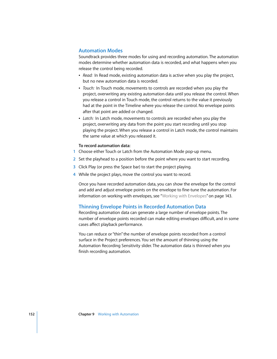 Automation modes | Apple Soundtrack User Manual | Page 152 / 209