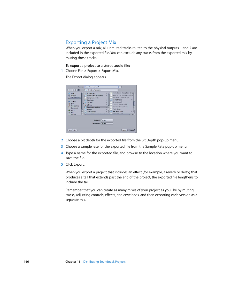 Exporting a project mix | Apple Soundtrack User Manual | Page 166 / 209