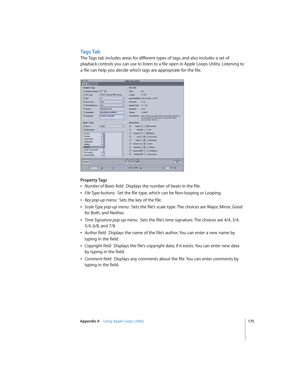 Tags tab | Apple Soundtrack User Manual | Page 175 / 209