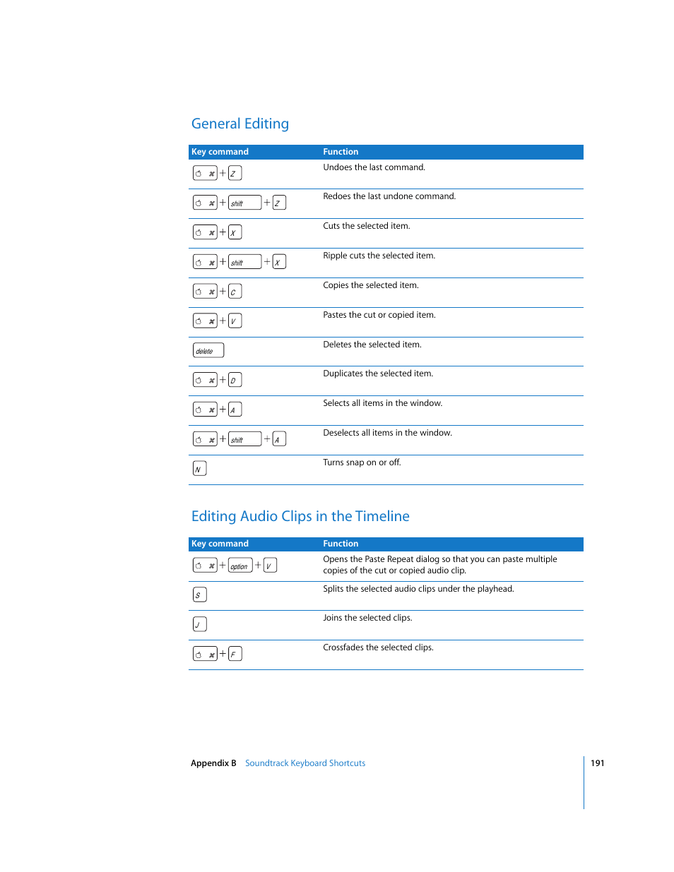 General editing, Editing audio clips in the timeline | Apple Soundtrack User Manual | Page 191 / 209
