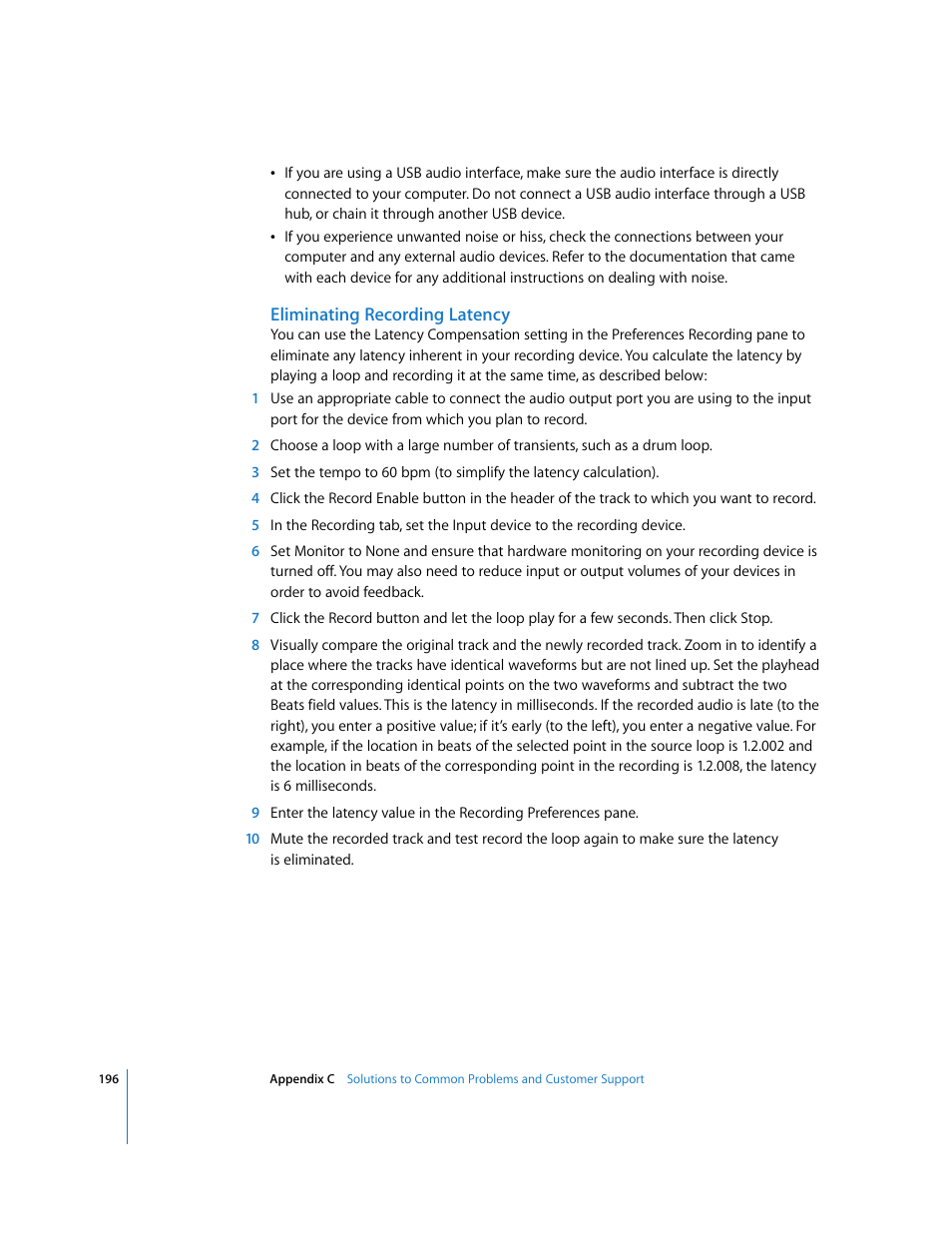 Eliminating recording latency | Apple Soundtrack User Manual | Page 196 / 209
