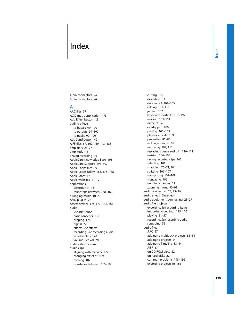 Index | Apple Soundtrack User Manual | Page 199 / 209