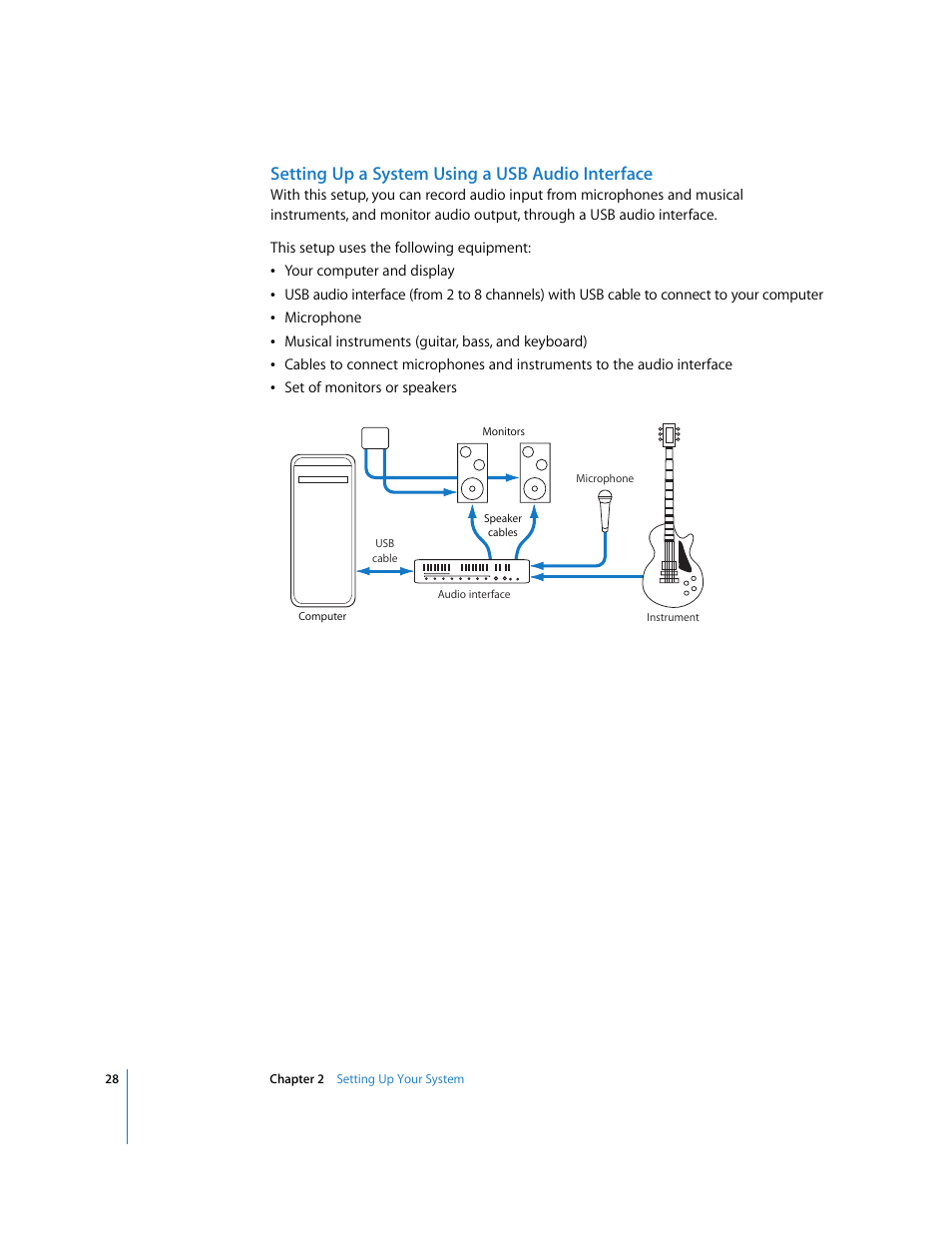 Setting up a system using a usb audio interface | Apple Soundtrack User Manual | Page 28 / 209