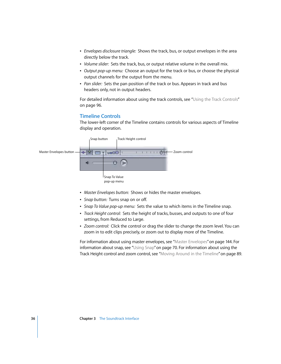 Timeline controls, Timeline, Controls | Apple Soundtrack User Manual | Page 36 / 209