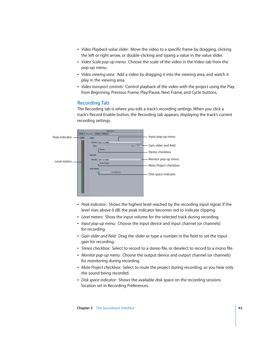 Recording tab | Apple Soundtrack User Manual | Page 43 / 209