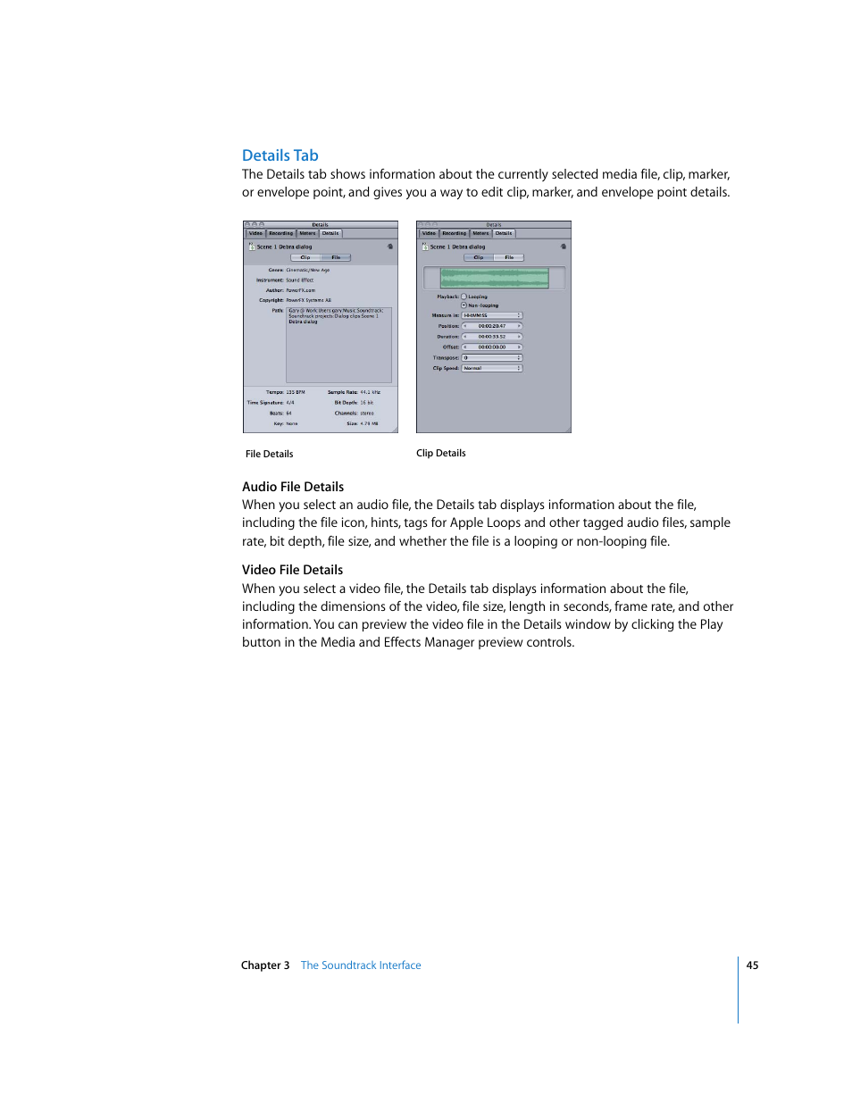 Details tab | Apple Soundtrack User Manual | Page 45 / 209