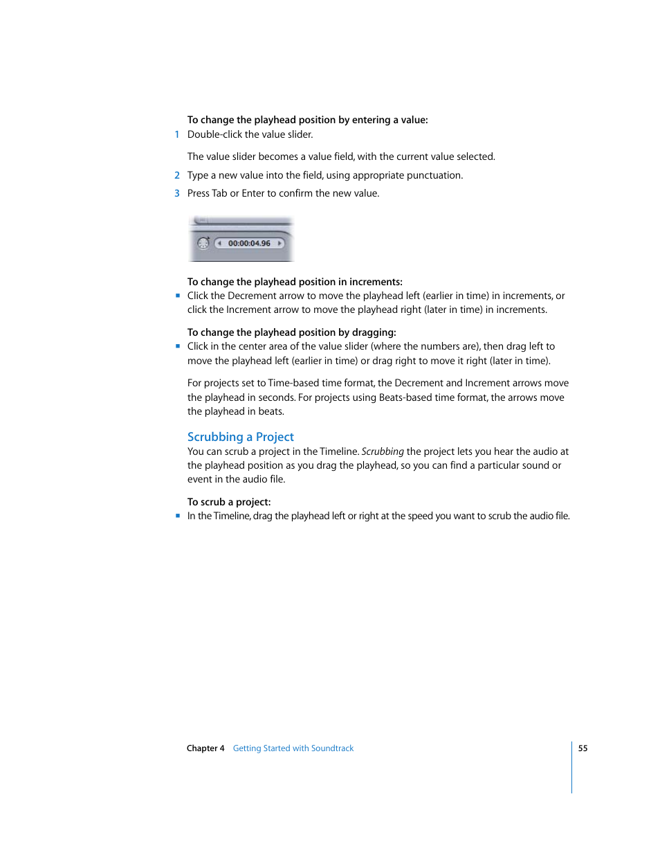 Scrubbing a project | Apple Soundtrack User Manual | Page 55 / 209