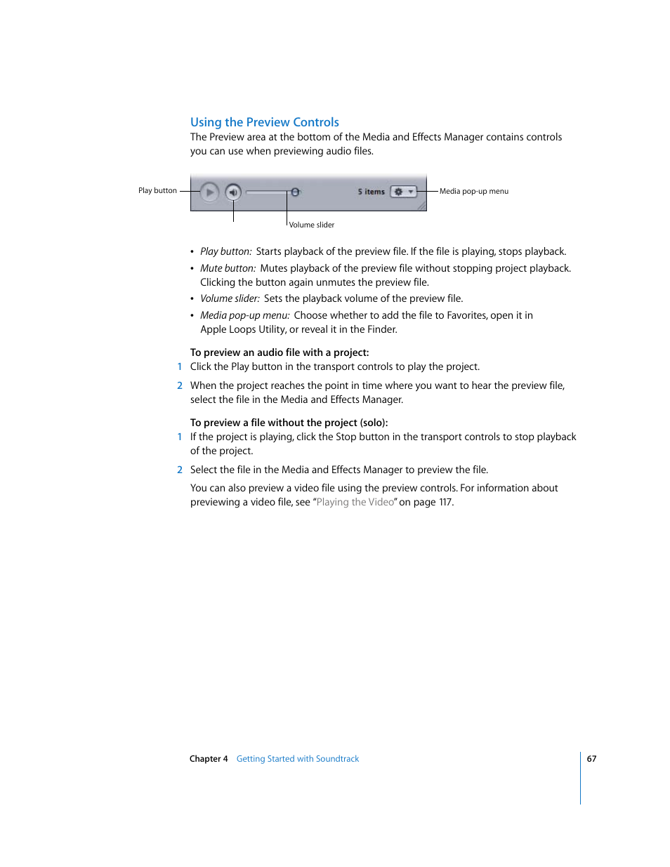 Using the preview controls | Apple Soundtrack User Manual | Page 67 / 209