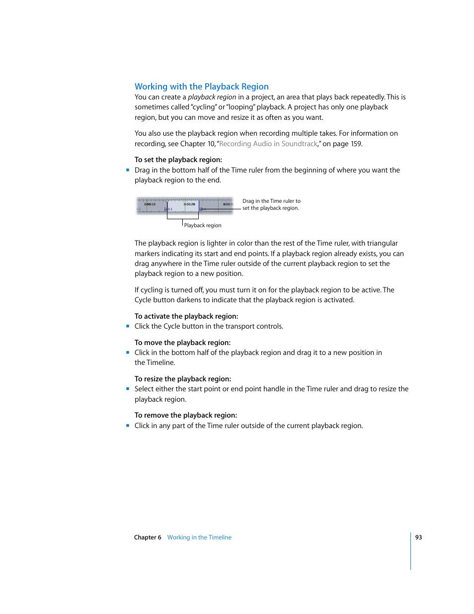 Working with the playback region, Working with, The playback region | Apple Soundtrack User Manual | Page 93 / 209