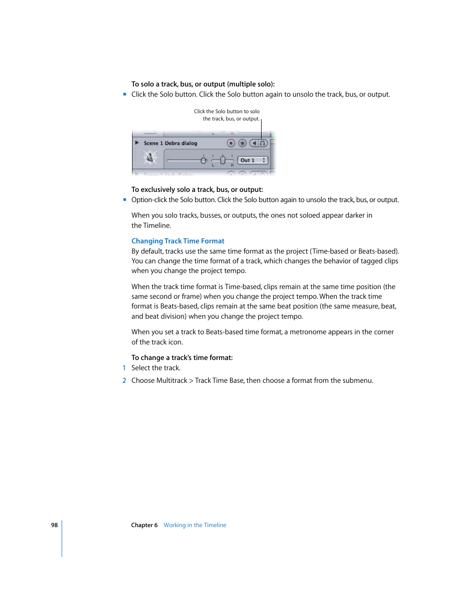 Changing track time, Format | Apple Soundtrack User Manual | Page 98 / 209