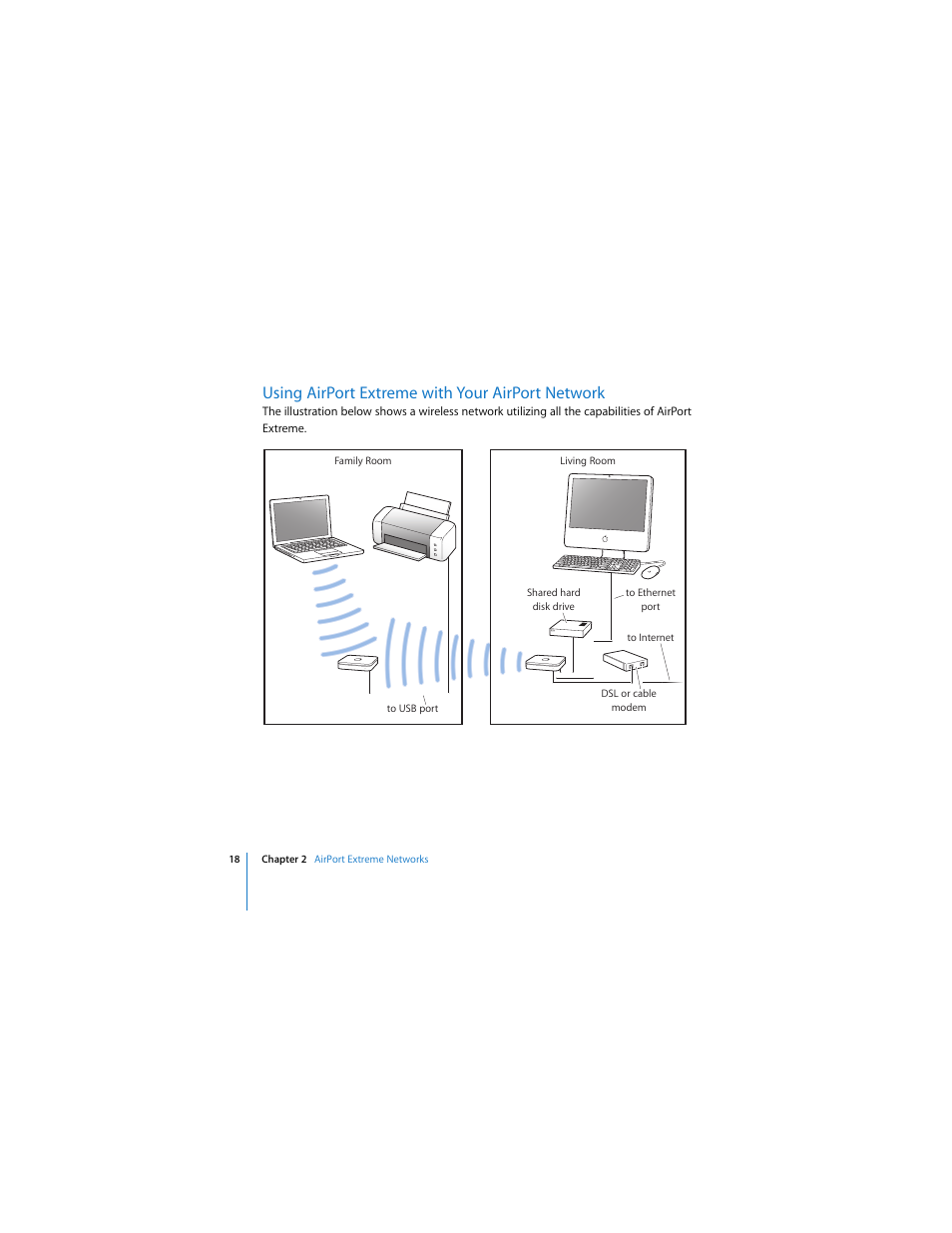 Using airport extreme with your airport network | Apple AirPort Extreme 802.11n (2nd Generation) User Manual | Page 18 / 40