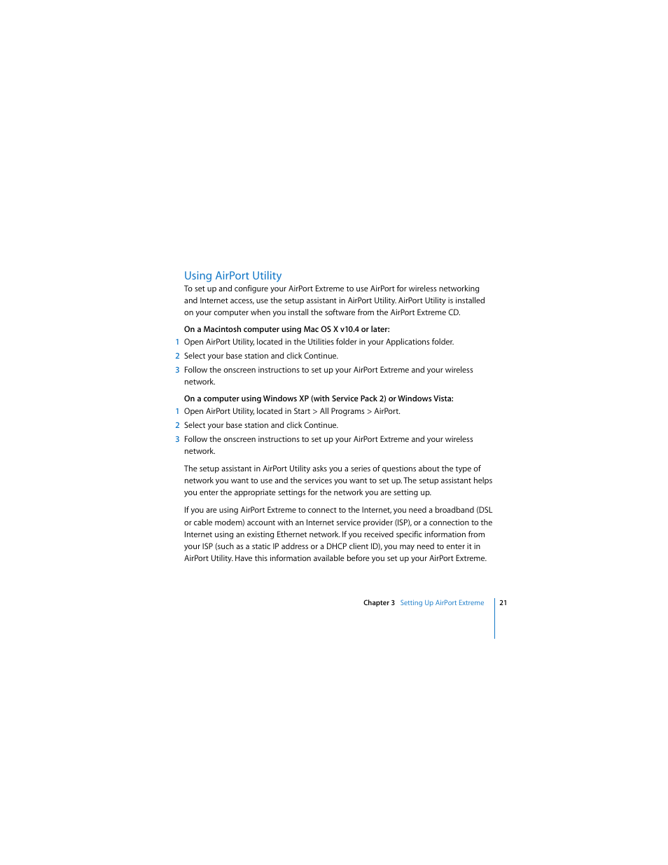Using airport utility | Apple AirPort Extreme 802.11n (2nd Generation) User Manual | Page 21 / 40