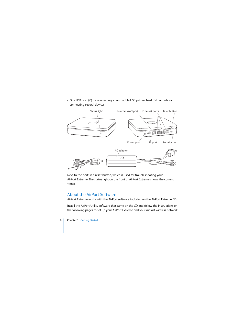 About the airport software | Apple AirPort Extreme 802.11n (2nd Generation) User Manual | Page 6 / 40