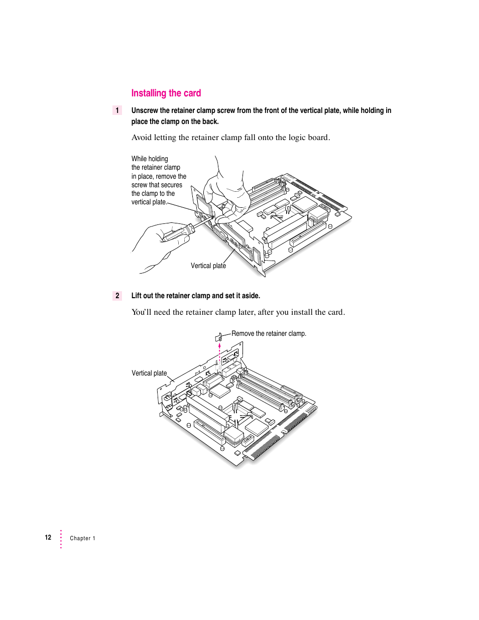 Installing the card | Apple PC Compatibility Card (Installation) User Manual | Page 12 / 85