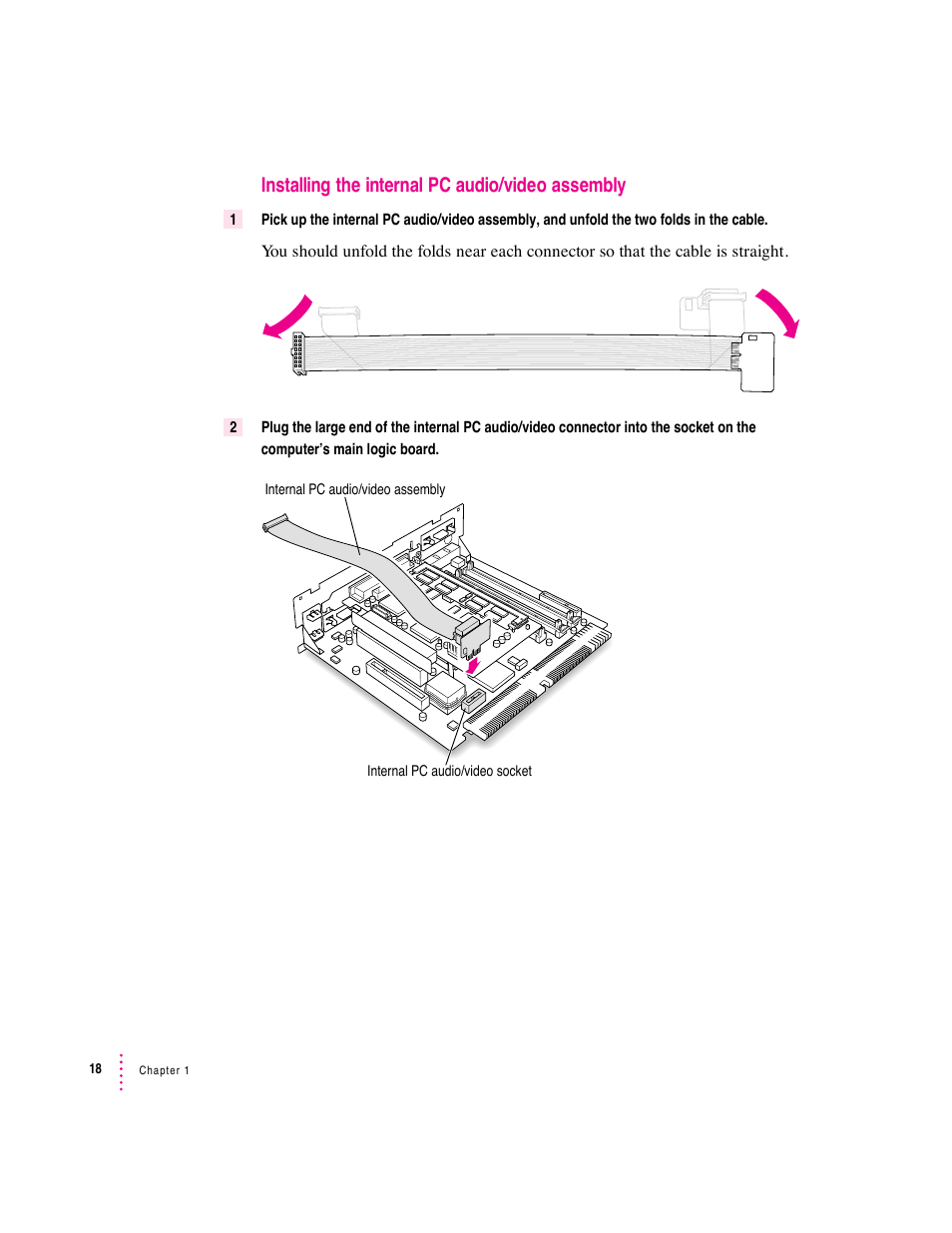 Installing the internal pc audio/video assembly | Apple PC Compatibility Card (Installation) User Manual | Page 18 / 85