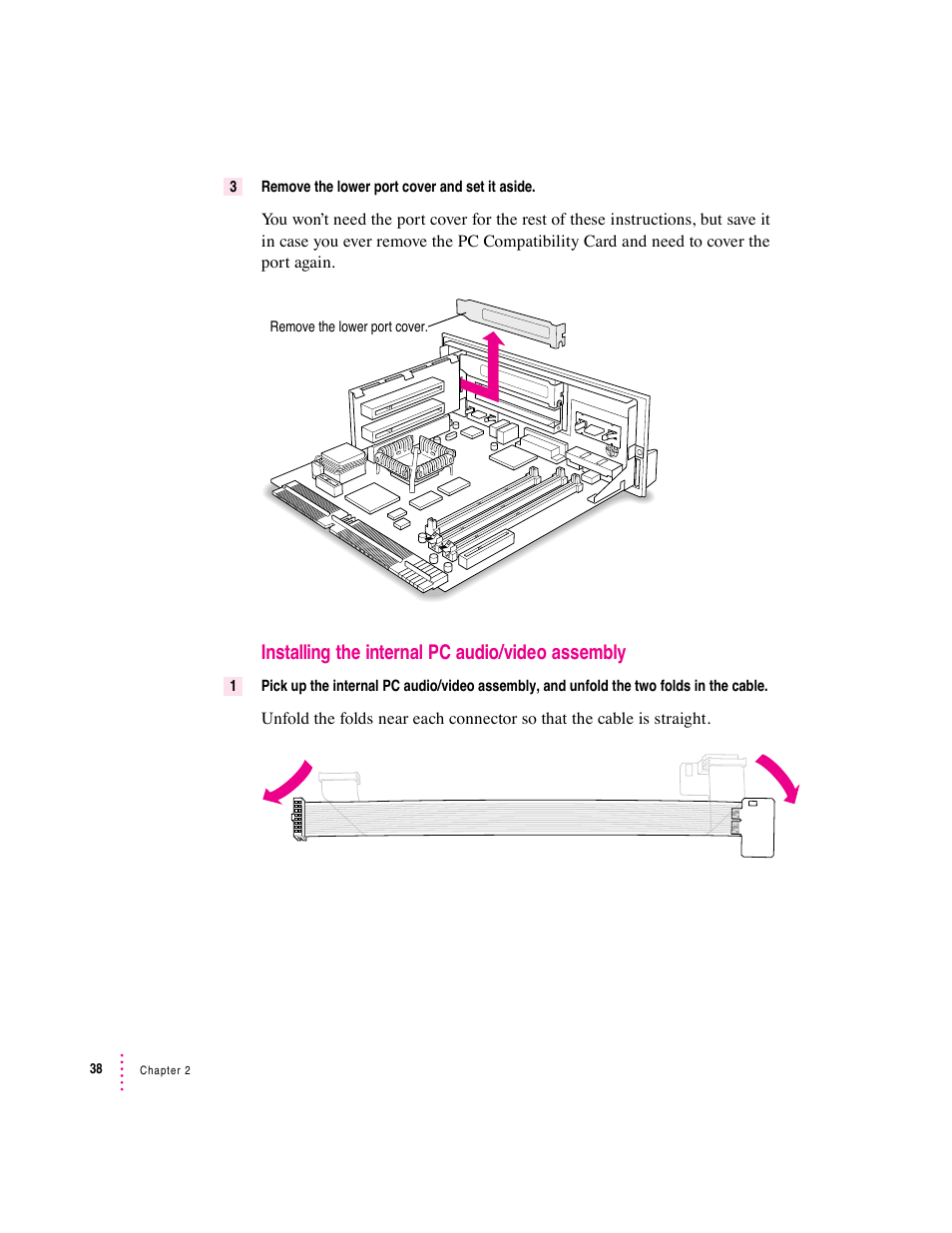 Installing the internal pc audio/video assembly | Apple PC Compatibility Card (Installation) User Manual | Page 38 / 85