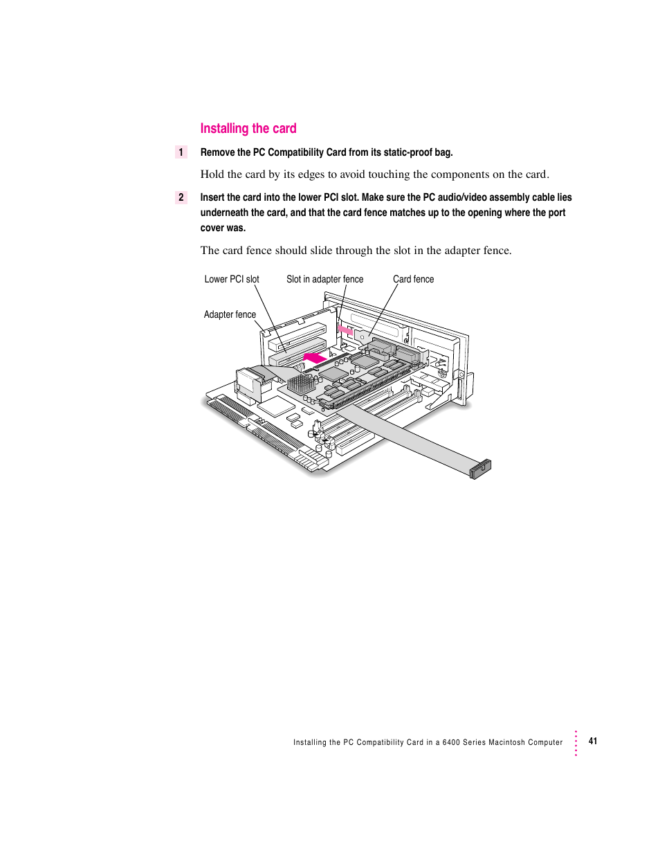 Installing the card | Apple PC Compatibility Card (Installation) User Manual | Page 41 / 85