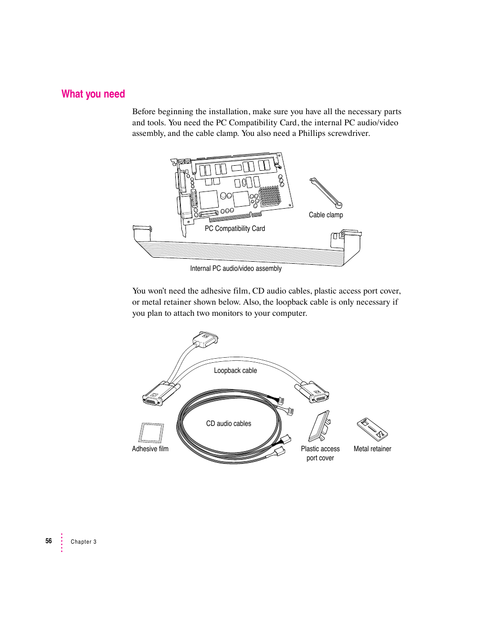 What you need | Apple PC Compatibility Card (Installation) User Manual | Page 56 / 85