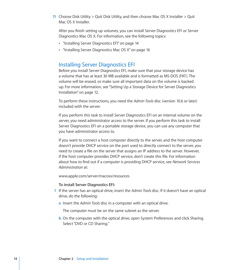 Installing server diagnostics efi | Apple Server Diagnostics User Manual | Page 14 / 54