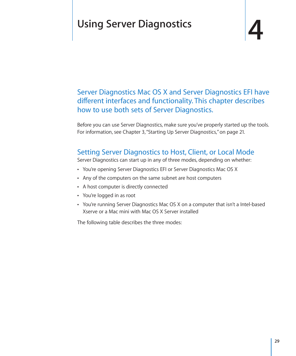 Chapter 4: using server diagnostics, Using server diagnostics | Apple Server Diagnostics User Manual | Page 29 / 54