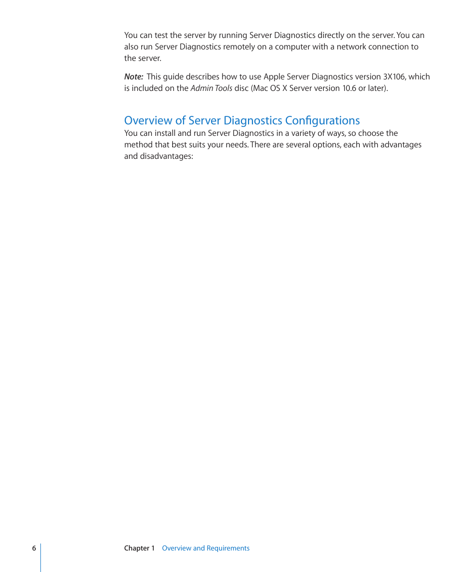 Overview of server diagnostics configurations | Apple Server Diagnostics User Manual | Page 6 / 54
