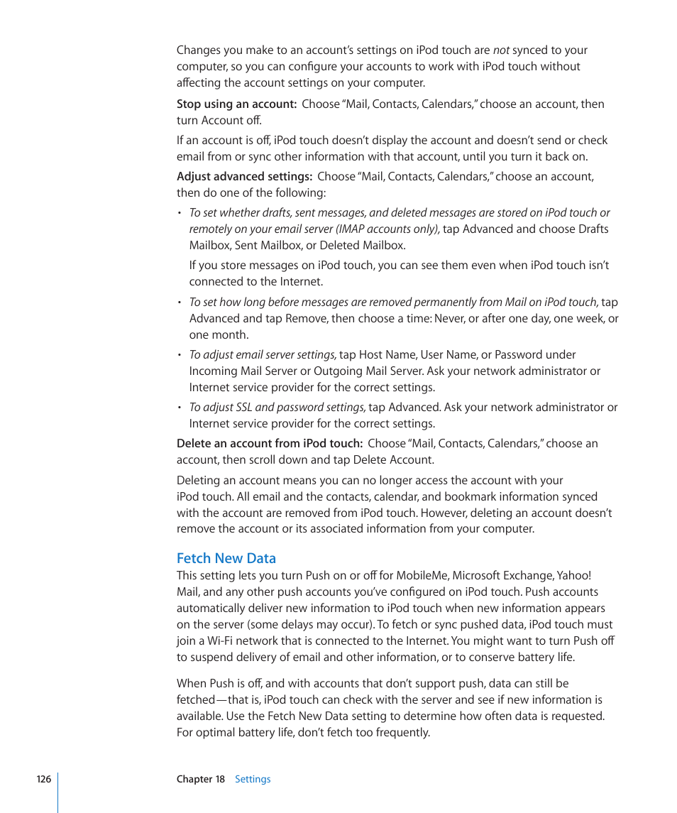 Fetch new data | Apple iPod touch iOS 3.1 User Manual | Page 126 / 169