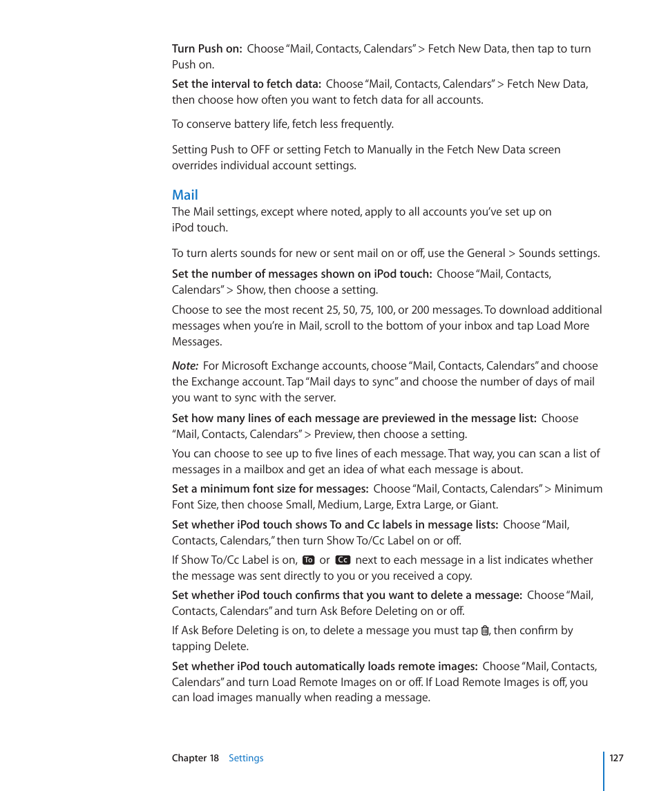 Mail | Apple iPod touch iOS 3.1 User Manual | Page 127 / 169