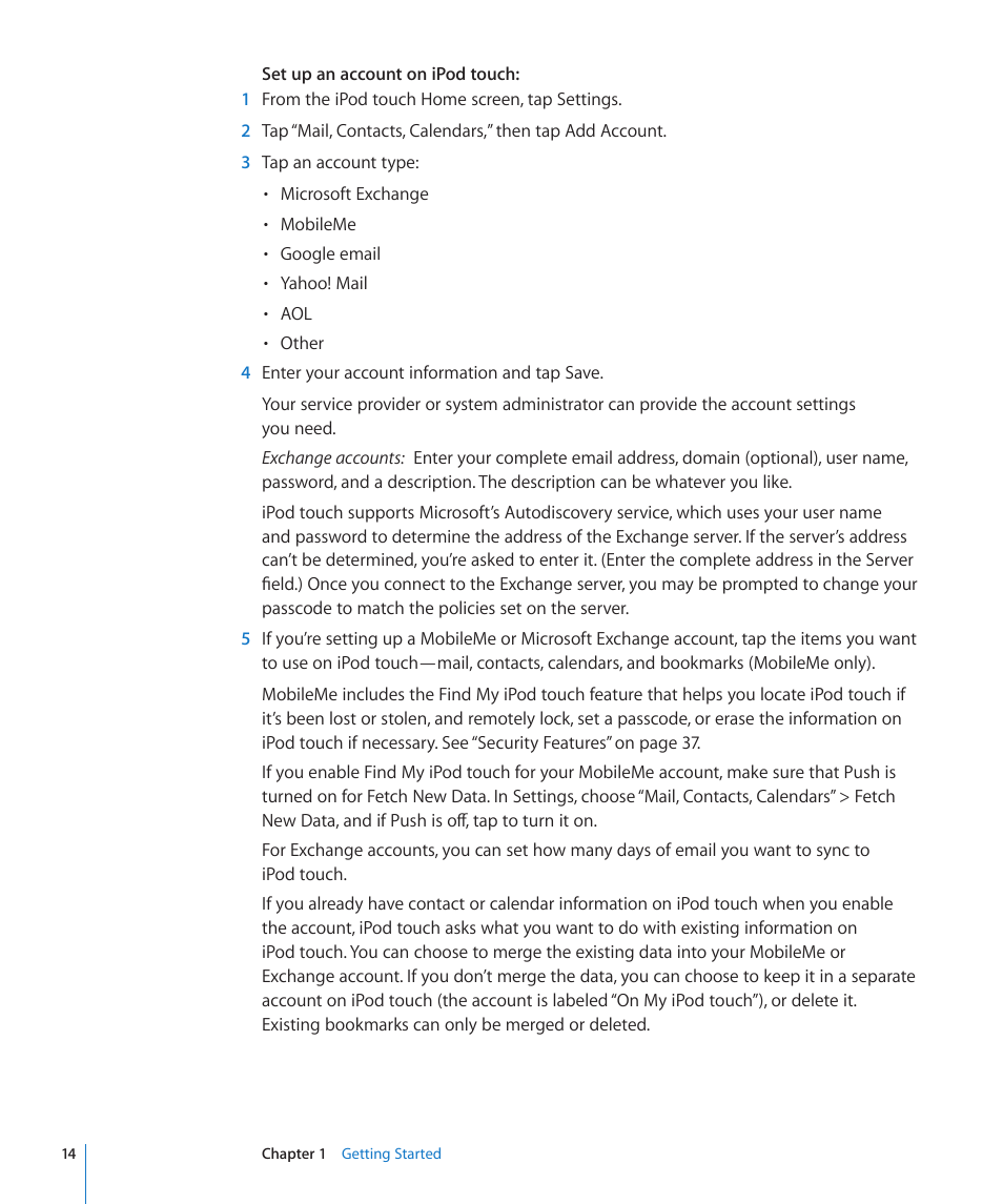 Apple iPod touch iOS 3.1 User Manual | Page 14 / 169