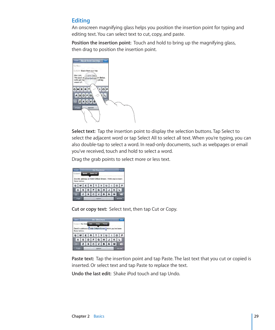 Editing | Apple iPod touch iOS 3.1 User Manual | Page 29 / 169
