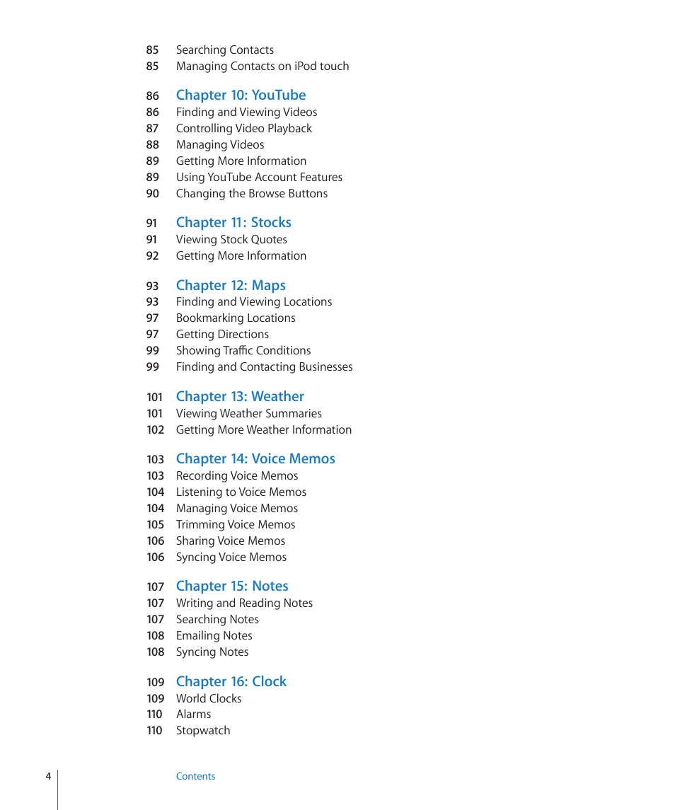 Apple iPod touch iOS 3.1 User Manual | Page 4 / 169
