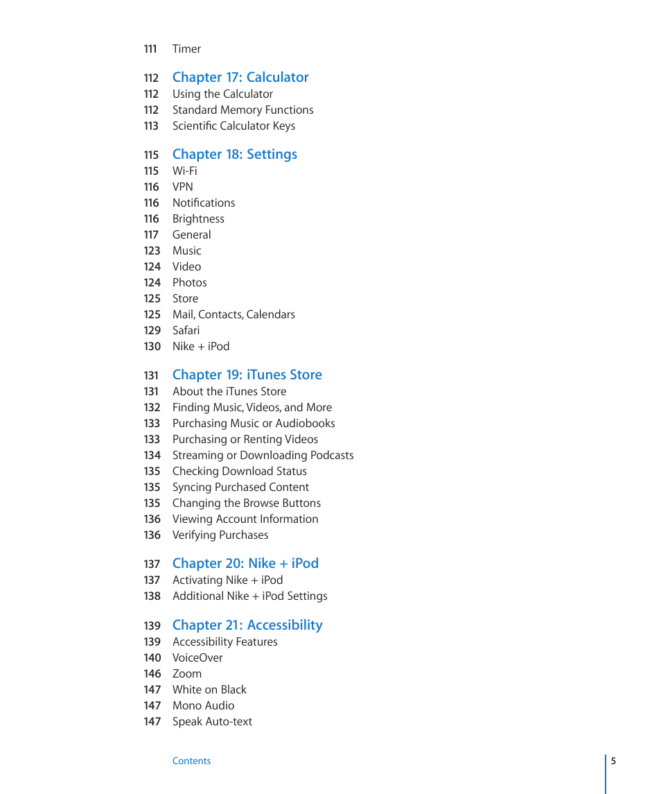 Apple iPod touch iOS 3.1 User Manual | Page 5 / 169